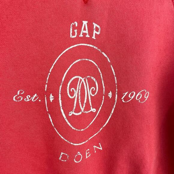 GAP X DOEN Graphic Logo Print Crew Neck Pullover Sweatshirt Red Kids Size M 8 - Picture 3 of 8